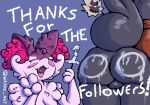 absurd_res anthro backsack balls big_tail blush bodypaint braixen butt clothing duo english_text fangs female fluffy fur generation_5_pokemon generation_6_pokemon genitals grey_body grey_fur hi_res holding_object hoodie humanoid male male/female nintendo paint_on_butt peace_symbol pokemon pokemon_(species) purple_body shiny_pokemon smile tail teeth text text_on_body topwear wakke zorua