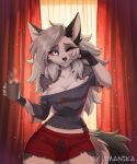 2026 anthro biped bottomwear breasts canid canid_demon canine claws clothed clothed_anthro clothed_female clothing countershade_torso countershading demon digital_drawing_(artwork) digital_media_(artwork) female fingers front_view fully_clothed fully_clothed_anthro fully_clothed_female fur hair hellaverse hellhound helluva_boss imanika loona_(helluva_boss) mammal mythological_canine mythological_creature mythology smile solo standing tail topwear