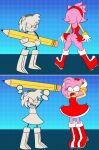 absurd_res amy_rose animate_inanimate anthro butt clothing comic demi-chan doodlebob drawing_(object) duo embarrassed eulipotyphlan exposed_ass female hedgehog hi_res mammal nickelodeon parody pencil_(object) scared screaming sega sonic_the_hedgehog_(series) spongebob_squarepants wardrobe_malfunction