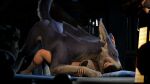 16:9 2026 3d_(artwork) 4k absurd_res all_fours ambiguous_gender artist_collaboration ass_up back_tuft bed bestiality bird_wyvern blender_(artwork) blender_eevee_(artwork) blurred_background blush canyne capcom cheek_tuft claws close-up clothed clothing deep_kiss detailed_background digital_media_(artwork) duo ear_tuft extreme_french_kiss eyelashes eyes_closed facial_tuft female_(lore) feral fingers fluffy fluffy_tail french_kissing fur furniture furniture_lamp glowing glowing_eyes hair hand_on_arm hand_on_ear hi_res human human_on_feral inner_ear_fluff inside interspecies ivorylagiacrus kissing lamp larger_ambiguous larger_feral looming lying making_out male male_on_feral mammal monster_hunter mount/rider_relations multicolored_body multicolored_fur night on_back on_bed on_front on_top open_mouth palamute paws pillow pinned pinned_to_bed purple_body purple_fur raised_hand raised_tail seikret size_difference smaller_human smaller_male tail thepasserbye topwear tuft two_tone_body two_tone_fur whiskers white_body white_fur widescreen