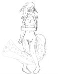 2026 anthro aquatic azushark balls bodily_fluids breasts catshark chest_tuft embarrassed english_description erection fish fluffy fluffy_hair genital_fluids genitals gynomorph hair hi_res humanoid_genitalia humanoid_hands humanoid_penis intersex kat_(azushark) leaking_precum navel nipples nude_anthro nude_gynomorph penis precum shark shy sketch solo standing tail tail_between_legs tuft