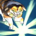 1:1 all_fours bell bow_tie calico_cat dated domestic_cat ears_down exotropia felid feline felis female feral happy hi_res light light_beam light_source looking_down mammal meme pivoted_ears solo spleens_(graystillplays) toony unfinished valken_holmes watermark