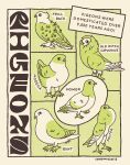 ambiguous_gender artist_name avian avian_feet beak bird campmustelid chart columbid english_description english_text feathered_wings feathers feral green_background group hi_res multicolored_body multiple_scenes pigeon restricted_palette simple_background standing tan_background text toony wings