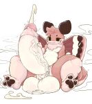 anthro arthropod balls big_balls big_penis bodily_fluids cum ejaculation genital_fluids genitals glans huge_balls huge_penis humanoid_genitalia humanoid_penis insect lepidopteran male masturbation moth namu_(artist) penis rhey_(moth_hole) vein veiny_penis