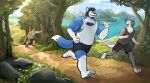 2023 3_toes 4_toes 5_fingers absurd_res anthro beard biceps biped black_beard black_bottomwear black_claws black_clothing black_eyebrows black_facial_hair black_hair black_nose black_pawpads black_shorts blue_body blue_ears blue_fur blue_sky blue_tail bodily_fluids body_hair bottle bottomwear breath bridge brown_body brown_ears brown_fur brown_markings brown_stripes brown_tail bulge calf_muscles canid canine canis chamaquense chest_hair chest_tuft city claws clothed clothed_anthro clothed_male clothing cloud container countershade_face countershade_fur countershade_hands countershade_legs countershade_tail countershade_torso countershading day detailed_background digital_media_(artwork) dipstick_tail emanata exhausted eyebrows eyes_closed facial_hair facial_markings facial_scar fangs feet felid fingers flower flying_sweatdrops forest fully_clothed fully_clothed_anthro fully_clothed_male fur garth_warrick gloves_(marking) grass grey_body grey_clothing grey_ears grey_fur grey_hair grey_shirt grey_tail grey_tank_top grey_topwear group hair head_markings hi_res holding_bottle holding_container holding_object holding_water_bottle humanoid_feet jogging leaning_on_object leaning_on_tree leg_markings light light_beam looking_at_another male mammal markings mortimor_warrick mountain multicolored_body multicolored_fur muscular muscular_anthro muscular_arms muscular_male mustache open_mouth open_smile orange_body orange_fur orange_tail outside pantherine panting path pawpads pecs photo_manipulation photomorph pink_nose plant plantigrade rask_(socially_awkward) rock scar sea sharp_teeth shirt shorts shrub signature sky smile socially_awkward socks_(marking) striped_body striped_fur striped_markings striped_tail stripes sunbeam sunlight sweat sweatdrop tail tail_markings tank_top teeth tiger toe_claws toes tongue_showing topwear tree triceps trio tuft two_tone_body two_tone_fur water water_bottle white_body white_clothing white_facial_hair white_fur white_hair white_inner_ear white_mustache white_shirt white_tail_tip white_tank_top white_topwear wolf