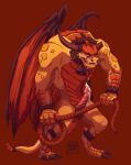 3_toes activision anthro balls barazoku biceps bodily_fluids boris_(spyro) bracelet broken_horn claws collar cowbell cum dragon ejaculation feet genital_fluids genitals head_spikes hi_res horn jewelry licking licking_lips male mythological_creature mythological_scalie mythology orange_body orange_scales penis rescued_dragons_(spyro) rips_(artist) rope scales scalie simple_background solo spiked_collar spikes spikes_(anatomy) spyro_the_dragon standing tail teeth toes tongue tongue_out underbite vein veiny_penis wings yellow_body