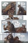 4_toes 5_panel_comic absurd_res after_anal after_sex anal anal_penetration anthro balls black_text blake_harper_(thepurp) body_hair bow_tie brown_body canid canine canis comic dialogue digital_media_(artwork) dobermann domestic_dog duo english_text feet genitals green_eyes hi_res humanoid_genitalia humanoid_penis lying male male/male male_penetrated male_penetrating male_penetrating_male mammal marcus_(thepurp) muscular muscular_male nipples nude open_mouth pawpads penetration penis pinscher sex speech_bubble stretching_arms suid suine sus_(pig) text thepurp toes tusks wild_boar