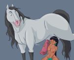 absurd_res altivo_(the_road_to_el_dorado) animal_genitalia animal_penis bestiality chel_(the_road_to_el_dorado) dreamworks duo elnuggetarts equid equine equine_genitalia equine_penis female female_human female_on_feral feral feral_on_top genitals hi_res holding_penis horse human human_on_bottom human_on_feral interspecies male male/female male_feral mammal one_eye_closed one_leg_up penis raised_leg smile the_road_to_el_dorado