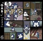 2026 aged_down anthro backpack bau_husky bed bedroom black_body black_fur blau_husky blue_body blue_eyes blue_fur brother_(lore) brothers_(lore) canid canine canis closet clothed clothing comic computer diary digital_drawing_(artwork) digital_media_(artwork) domestic_dog drawer duo electric_guitar electronics eyewear flashback fur furniture gab_(comic) gabshiba gaming_chair glasses guitar husky idea looking_through looking_through_window lying lying_on_bed male mammal musical_instrument narrowed_eyes naughty_face nordic_sled_dog on_bed on_front open_drawer plucked_string_instrument searching sibling_(lore) sneaking solo spitz string_instrument text thinking_about_another thought_bubble twelve_frame_image url wearing_glasses white_face writing_text writing_utensil