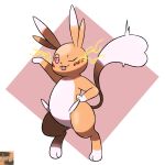 1:1 digital_drawing_(artwork) digital_media_(artwork) ear_tuft electricity fakemon fan_character female fur heart_tail hi_res looking_at_viewer lovchu mammal nintendo one_eye_closed orange_body pokemon reallydarkandwindie rodent simple_background smile solo standing tail tongue tongue_out tuft white_body white_fur wink