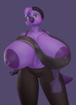 3d_(artwork) areola avian beak beat_banger big_breasts bird blender_(artwork) blush blush_lines bottomwear breasts bunfan_games cartoon_freckles clothed clothing digital_media_(artwork) eyelashes female freckled_face freckles hat headgear headwear hi_res long_eyelashes nipple_dip nipples non-mammal_nipples pants purple_beak purple_body purple_nipples scuted_arms scuted_hands scutes shirt solo topwear zhenash zoe_monroe