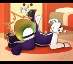 2026 all_fours ambiguous_gender anthro artist_name asriel_dreemurr asriel_dreemurr_(god_form) bed bed_frame bedding black_body black_fur black_sclera black_stripes blanket blush blush_lines bovid breath button_(fastener) button_pop caprine clothed clothing curved_horn diaper dresser feces floppy_ears footwear full-length_portrait fur furniture goat grey_eyelids half-closed_eyes head_horn heart_symbol hi_res horn inside legwear letterbox mammal monster multicolored_body multicolored_fur narrowed_eyes onesie open_mouth orange_blanket pillow pooping pop_(sound_effect) portrait purple_clothing purple_footwear purple_legwear purple_onesie purple_socks purple_thigh_highs purple_thigh_socks shadyadi side_view signature snapsuit socks soiled_diaper soiling soiling_diaper solo sound_effects striped_body striped_fur stripes tail text thigh_highs thigh_socks two_tone_body two_tone_fur unclean_diaper undertale undertale_(series) used_diaper using_diaper wardrobe_malfunction wearing_diaper white_body white_ears white_fur white_horn white_tail