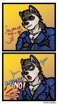 absurd_res anthro bassariscus clint_(echo) clothing comic crossed_arms dialogue dirty dirty_clothing duo echo_(game) echo_(series) echo_project english_text hi_res ivnislykun kudzu_tengwan male mammal mechanic overalls pouting procyonid raccoon ring-tailed_cat text