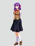  1girl 774_(nanashi) blush breasts fate/stay_night fate_(series) large_breasts matou_sakura pixel_art purple_eyes purple_hair school_uniform simple_background smile 