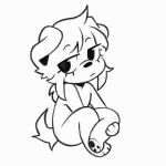 1:1 2026 2d_animation animated anthro bearsockz bearsockz_(character) black_eyes canid canine canis domestic_dog entwined_legs eyelashes female floppy hair hi_res holding_knee holding_leg mammal pawpads ponytail simple_background sitting solo solo_focus tail tail_motion tailwag white_background white_body
