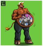 belly big_belly bovid bovine brown_body brown_fur caprine cattle fur goat grey_body grey_fur heartman98 hi_res horn internal male male_pred male_prey mammal muscular muscular_male organs pecs size_difference stomach tongue tongue_out vore
