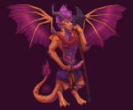 3_toes activision anthro armor axe balls barazoku biceps body_spikes bracelet claws dragon feet genitals hair hi_res horn jewelry male medal melee_weapon mythological_creature mythological_scalie mythology neck_spikes orange_body pauldron penis polearm purple_hair rescued_dragons_(spyro) rips_(artist) rope scales scalie scar simple_background solo spear spiked_tail spikes spikes_(anatomy) spyro_the_dragon standing tail teeth titan_(spyro) toes underbite vein veiny_penis weapon wings