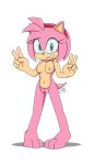 2025 3_toes accessory amy_rose anthro areola big_breasts breasts digital_drawing_(artwork) digital_media_(artwork) eulipotyphlan feet female genitals gesture hair_accessory hairband hand_gesture hedgehog hi_res humanoid_genitalia humanoid_vulva looking_at_viewer mammal navel nipples sega shadow silentmist smile solo sonic_the_hedgehog_(series) tail toes v_sign vulva