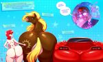 big_butt butt car equid equine eyewear female feral group hi_res horse human looking_back mammal mature_female sunglasses trio vehicle walter_sache wide_hips