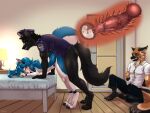 animal_genitalia anthro bed bedroom blue_body blue_eyes blue_fur blue_hair bodily_fluids breasts canid canine canis clothing cuck cuckold cum cum_in_vagina cum_inside darkwolf_(darkwolfdemon) domestic_dog erection female female_penetrated forced forced_to_watch from_behind_position fur furniture genital_fluids genitals german_shepherd group hair happysheppy herding_dog hi_res internal khodu knot looking_at_another male male/female male_penetrating male_penetrating_female mammal pastoral_dog penetration police police_uniform rape sex trio uniform vaginal wolf yellow_eyes