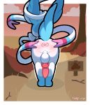 animal_genitalia animal_penis anus artist_name backsack balls border butt canine_genitalia canine_penis digital_media_(artwork) eeveelution erection fairyfudge feral generation_6_pokemon genitals hi_res imminent_feces imminent_scat knot knotted_penis male nintendo outside penis pokemon pokemon_(species) quadruped raised_tail rear_view ribbons_(anatomy) shiny_pokemon solo spread_anus spread_butt spreading sylveon tail text white_border
