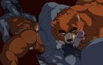  anal anal_fingering bear bottomless butt canine clothed clothing dog erection fingering fundoshi half-dressed husky juuichi_mikazuki kouya_aotsuki male male/male mammal morenatsu oral penis plain_background precum red_background tetsuo_oshiba underwear 