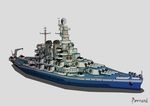  battleship bernard_(zergchu) highres military military_vehicle no_humans original ship signature us_navy uss_north_carolina_(bb-55) warship watercraft 