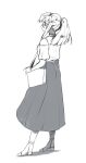  1girl bag carly_nagisa glasses long_hair long_skirt nomae.jie ponytail shirt shoulder_bag sidelocks simple_background skirt white_background yu-gi-oh! yu-gi-oh!_5d's 