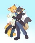  ! !! 1boy 1girl :d ^_^ ahoge animal_ears black_coat black_pants black_shoes blonde_hair blue_shirt blush_stickers brother_and_sister can't_choose_your_own_family cat_boy cat_ears cat_girl cat_tail chinese_commentary closed_eyes coat collared_shirt commentary_request do_not_want doctor english_text fang flying_sweatdrops glasses gradient_background grey_hair grey_pants hair_between_eyes hand_on_another's_head hawkfrost heart highres hug lab_coat lifting_person long_hair long_sleeves low_ponytail mothwing open_clothes open_coat pants personification ponytail shirt shoes short_hair siblings single_blush_sticker smile tail the_new_prophecy trench_coat warrior_cats wending_fahui white_coat white_shirt 