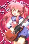  angel_beats! demon_tail fang guitar instrument long_hair pink_eyes pink_hair school_uniform scp serafuku shinda_sekai_sensen_uniform tail two_side_up yui_(angel_beats!) 