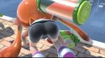  all_fours butt camel_toe cephalopod clothed clothing detailed_background footwear humanoid inkling marine mollusk nintendo shoes splatoon super_smash_bros tentacle_hair tentacles tight_clothing video_games weapon 