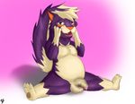  anthro balls chubby covering_face cute_fangs digital_media_(artwork) dripping flaccid looking_at_viewer male mammal nintendo open_mouth partially_retracted_foreskin paw_hands penis pok&eacute;mon precum signature skuntank solo spread_legs spreading uncut video_games 