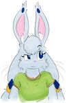  2015 anthro blue_eyes breasts bust clothed clothing ear_piercing elpatrixf female frown fur hair jewelry kriyu lagomorph long_ears long_hair mammal piercing plain_background rabbit raised_eyebrow solo whiskers white_background white_fur white_hair 