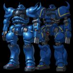  cable commentary_request comparison exposed_internal_machinery gouf gundam gundam_gquuuuuux highres keng666 mecha mecha_focus mobile_suit no_humans one-eyed_mecha pink_eyes radio_antenna realistic redesign robot science_fiction shoulder_spikes spikes variations zeon 