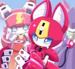  1boy 2girls animal_ears blue_eyes blurry blurry_background bright_pupils cable cable_tail censored commentary_request electric_plug electric_plug_tail erection glansjob handjob hetero humanoid_robot joints magenta_cat mechanical_ears mechanical_hair mechanical_tail medarot mosaic_censoring motion_lines multiple_girls no_mouth nollety penis peppercat red_hair robot robot_girl robot_joints short_hair sound_effects tail translation_request two-handed_handjob white_pupils 