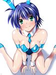  animal_ears aqua_eyes arm_strap bare_legs bare_shoulders between_breasts blue_hair blush breasts bunny_ears bunny_girl bunnysuit cleavage collarbone detached_collar fake_animal_ears from_above high_heels looking_at_viewer lyrical_nanoha mahou_shoujo_lyrical_nanoha mahou_shoujo_lyrical_nanoha_strikers medium_breasts necktie necktie_between_breasts sen_(sansui) shiny shiny_skin short_hair sitting smile solo subaru_nakajima v_arms wariza wrist_cuffs 
