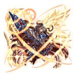  1girl absurdly_long_hair armor artist_request blonde_hair blue_armor blue_eyes breastplate commentary cuisses english_commentary feathered_wings feena_(grand_summoners) full_body game_asset gauntlets gem glowing gold_tiara gold_trim grand_summoners greatsword greaves hair_between_eyes head_chain holding holding_sword holding_weapon jewelry long_hair official_art open_mouth ornate_armor outline red_gem sabaton simple_background solo sword third-party_source transparent_background v-shaped_eyebrows very_long_hair weapon wings yellow_outline 