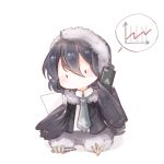  1boy ahoge animal_print aqua_necktie bird_print bird_tail black_eyes black_hair black_jacket blazer blush_stickers bottomless business_suit cellphone chibi chinese_commentary collared_jacket collared_shirt commentary_request earmuffs fur-trimmed_jacket fur_trim furrification furry furry_male graph hair_between_eyes holding holding_paper holding_pen holding_phone human_head interruption_(echo-023) jacket lapels long_hair_between_eyes male_focus medium_hair necktie nikki_(series) no_mouth notched_lapels open_clothes open_jacket paper paper_stack pen phone prehensile_feet print_necktie shadow shining_nikki shirt simple_background sitting smartphone solid_oval_eyes solo speech_bubble spoken_object suit tail talking_on_phone talons vulture_(shining_nikki) white_background white_shirt winged_arms wings 