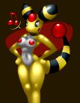  2013 abstract_background ampharos anthro black_sclera breasts elpatrixf female hands_on_hips musical_note navel nintendo nipples nude open_mouth pok&eacute;mon pok&eacute;morph solo video_games 