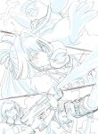 3girls bikini bird breasts commentary_request goddess_of_victory:_nikke goggles goggles_on_head grin hair_intakes hair_over_one_eye hat highres holding holding_water_gun light_blush little_mermaid_(nikke) little_mermaid_(shell_princess)_(nikke) long_hair making-of multiple_girls naga_(nikke) naga_(ring_ensemble)_(nikke) official_alternate_costume official_alternate_hairstyle official_art peaked_cap penguin penguin_squad_(nikke) sidelocks smile swimsuit tia_(nikke) tia_(sea_lizzie)_(nikke) water_fight water_gun yosuyosu 