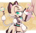  1boy 1girl animal_ears apron ascot blonde_hair breasts cat_ears cat_girl cat_tail censored clothed_female_nude_male commentary_request dress erection flying_sweatdrops gato_alpar green_ascot green_eyes hetero humanoid_robot joints maid male_masturbation masturbation medarot medium_breasts mosaic_censoring motion_lines no_mouth nollety nude penis puffy_short_sleeves puffy_sleeves robot robot_girl robot_joints short_hair short_sleeves solo_focus sound_effects tail whiskers white_apron yellow_dress 