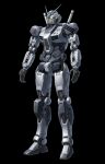  black_background commentary_request earth_federation_space_forces exposed_internal_machinery g-3_gundam gundam gundam_gquuuuuux highres keng666 mecha mecha_focus mobile_suit no_humans realistic redesign robot roundel science_fiction solo v-fin yamashita_ikuto_(style) yellow_eyes 