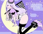  bad_id bad_twitter_id checkered checkered_flag fake_nails flag hat high_heels highres hohehohe long_hair nail_polish original purple_eyes purple_nails short_hair silver_hair solo thighhighs 