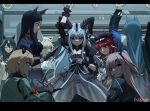  6+girls afu_(amzs8345) ambriel_(arknights) angel animal_collar animal_ears arknights arm_up artist_name bag bang_dream! bang_dream!_it's_mygo!!!!! beret black_border black_dress black_hair black_hat black_horns black_jacket black_pantyhose black_ribbon black_shirt black_skirt black_wrist_cuffs blonde_hair blue_hair blue_ribbon border breasts brown_gloves brown_hair brown_shirt cellphone collar commentary_request crop_top demon_girl demon_horns demon_tail dobermann_(arknights) dog_ears dog_girl dorothy_(arknights) dress fang_(arknights) fang_(cruciata)_(arknights) food food_in_mouth frown fur-trimmed_jacket fur_trim gloves green_jacket hair_between_eyes hair_ribbon hand_grip hat headpiece highres holding holding_phone horns horns_through_headwear horse_ears horse_girl jacket kuro_(arknights) long_hair medium_breasts medium_hair meteor_(arknights) meteor_(elite_ii)_(arknights) missing_halo mouse_ears mouse_girl multiple_girls official_alternate_costume open_clothes open_jacket orange_eyes originium_slug_(arknights) pantyhose pet phone pink_eyes pink_hair pocky pocky_in_mouth pointy_ears puffy_short_sleeves puffy_sleeves red_hair reptile_girl ribbon shirt short_sleeves shoulder_bag side_ponytail sidelocks skirt tail thick_eyebrows togawa_sakiko togawa_sakiko_(master_of_melodia) train_interior vanilla_(arknights) vigna_(arknights) white_hat white_jacket wrist_cuffs yellow_eyes 