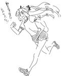  fujiwara_no_mokou greyscale hair_ribbon long_hair mitsumoto_jouji monochrome ribbon running sketch solo touhou translated 