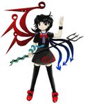  black_hair dress full_body houjuu_nue lowres official_art oota_jun'ya polearm red_eyes short_hair snake solo standing thighhighs touhou transparent_background undefined_fantastic_object weapon wings zettai_ryouiki 
