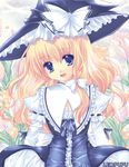  blonde_hair blue_eyes hat kirisame_marisa pupu ribbon solo touhou witch_hat 