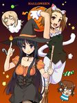  4girls akiyama_mio animal_ears azu cat_ears cat_tail halloween hat hirasawa_yui k-on! kotobuki_tsumugi multiple_girls tail tainaka_ritsu witch_hat 