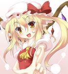  blonde_hair flandre_scarlet fuyuno_taka hat one_side_up ponytail short_hair solo touhou wings yellow_eyes 