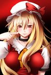  blonde_hair breasts fang fingernails flandre_scarlet hat highres large_breasts lips long_fingernails long_hair older red_eyes solo touhou uzura_no_tamago wings 